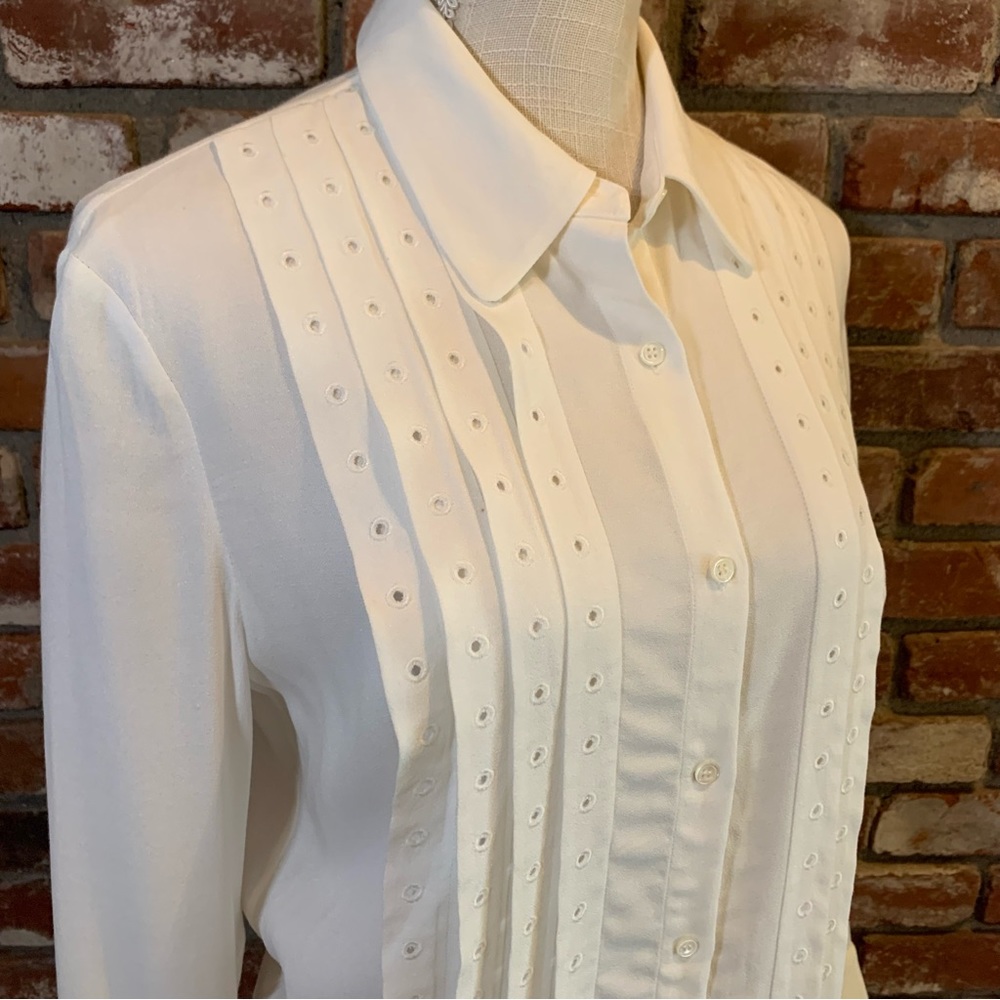 Frame Tuxedo Style Off White Button Down Blouse - image 2